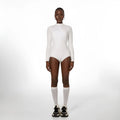 White solid colour one-piece cotton blend swimsuit for women with multiple size options
