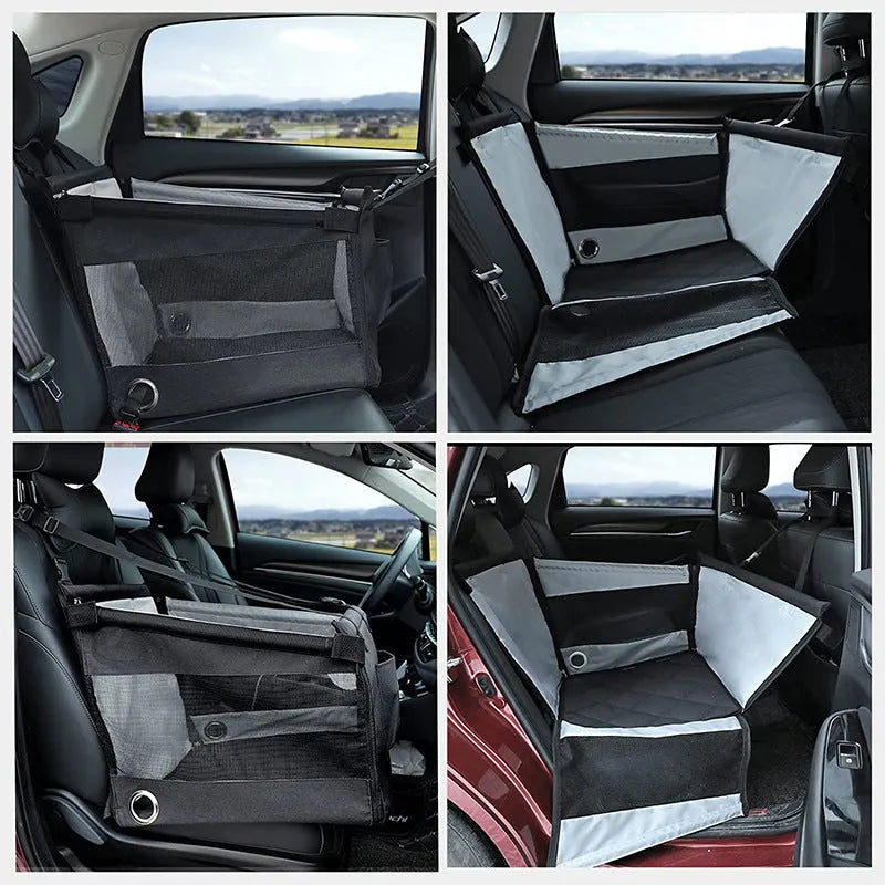 Oxford cloth portable pet crate for dogs in car with 49cm dimensions in black colour