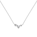 925 silver clavicle chain necklace with geometric pendant in electroplated gold finish on a woman's neck