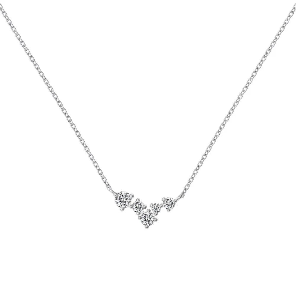 925 silver clavicle chain necklace with geometric pendant in electroplated gold finish on a woman's neck