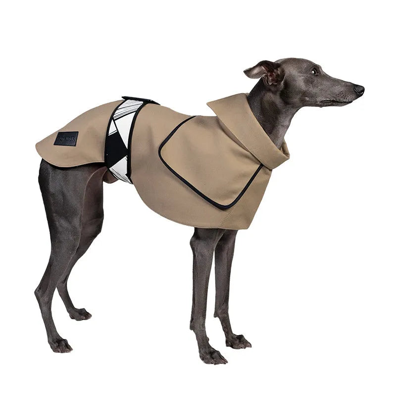 Camel Velcro dog windbreaker coat for spring and autumn, 100% cotton with polycool lining, XS to XXXL sizes