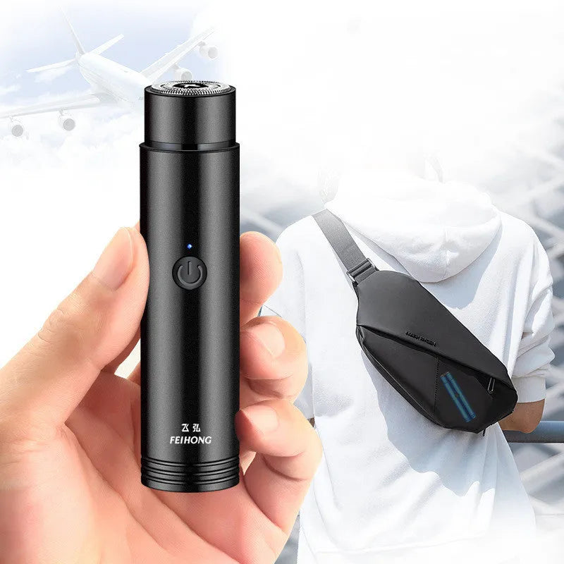 ARECTECH black portable electric shaver with a detachable rotary head on a white background.