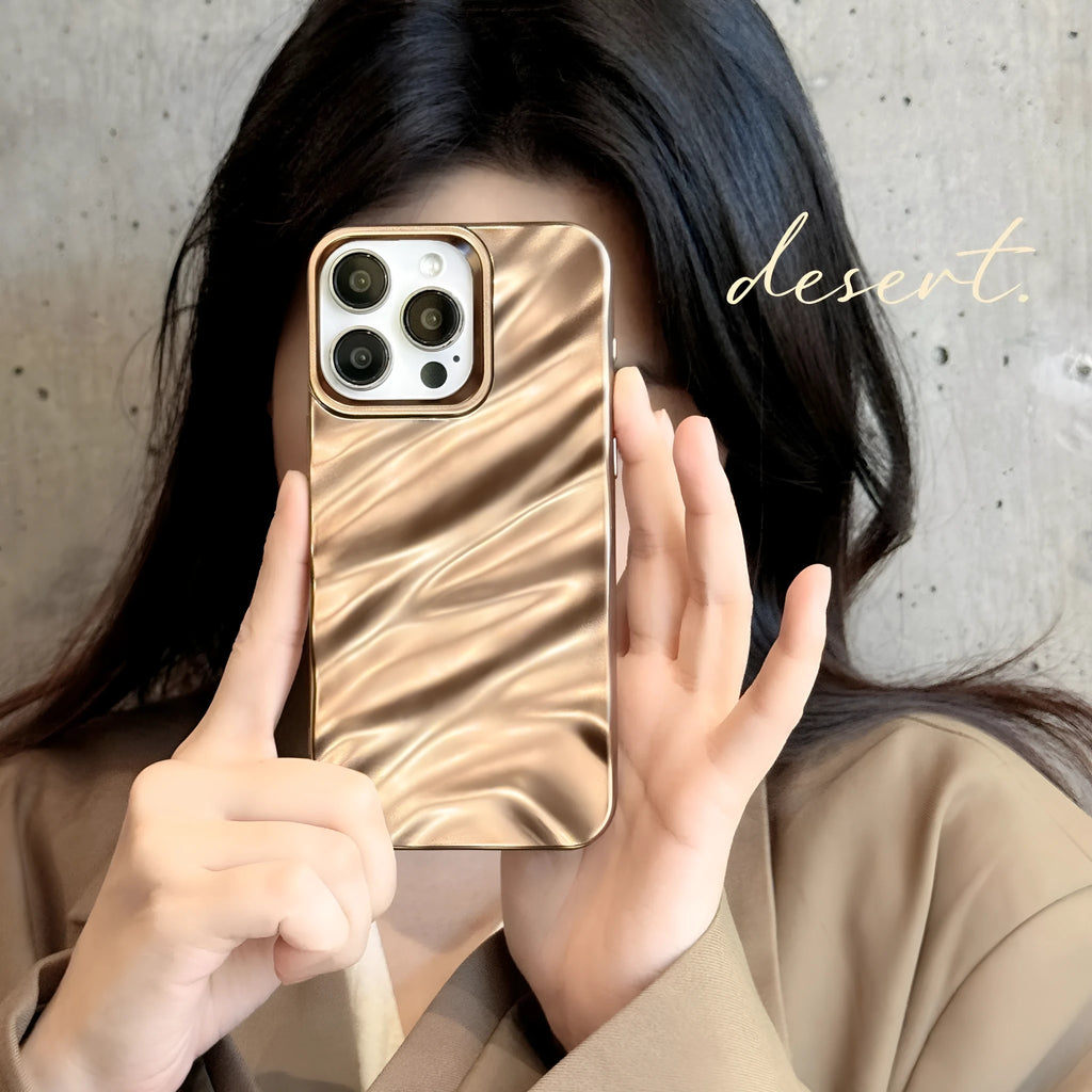 Desert gold TPU phone case with three-dimensional silk pattern for iPhone 15 Pro Max