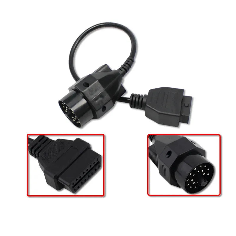 BMW OBD2 20-pin to 16-pin diagnostic adapter cable with connectors.