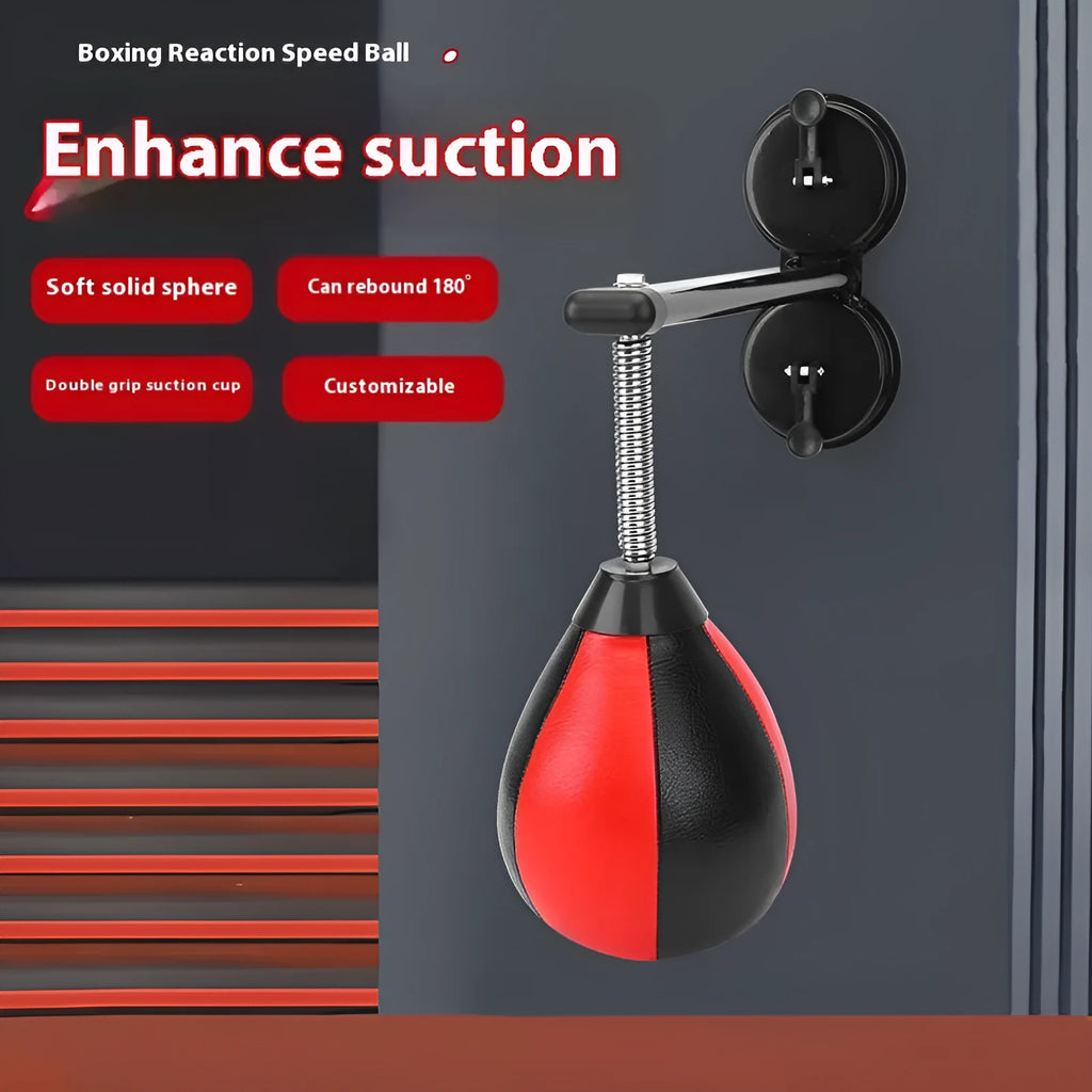 Pear-shaped boxing training reaction ball with dual suction cup mounting system