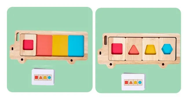 Wooden early education geometry puzzle with colour shapes, suitable for children aged 4-6 years, 30.5 x 13.5 x 3.9cm