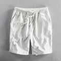 Men's striped casual cotton shorts in loose straight leg fit with micro elasticity