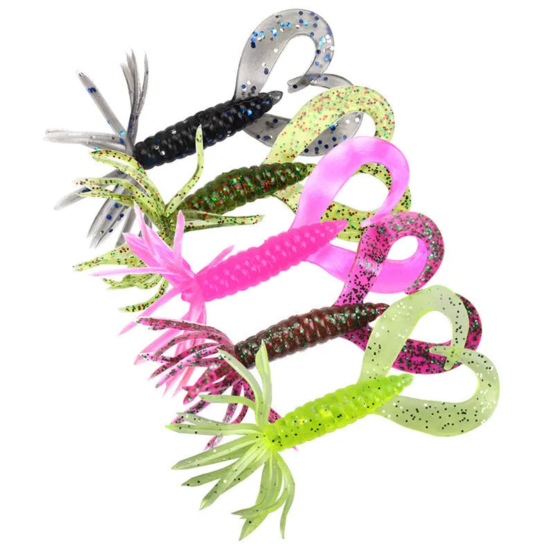 Umbrella bionic soft maggots fishing lure in PVC material, W197 size, multiple colours