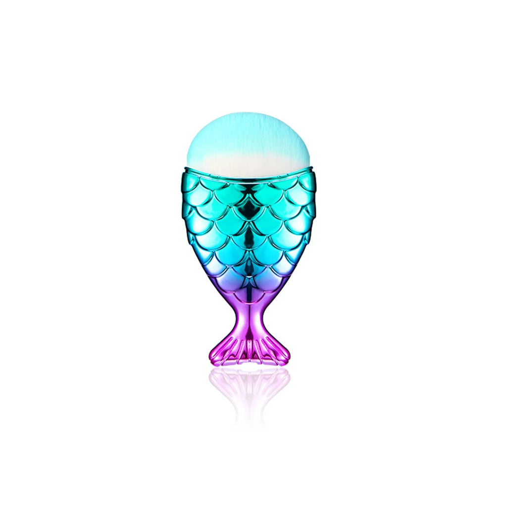 11-piece mermaid makeup brush kit with synthetic bristles, angled and tapered shapes
