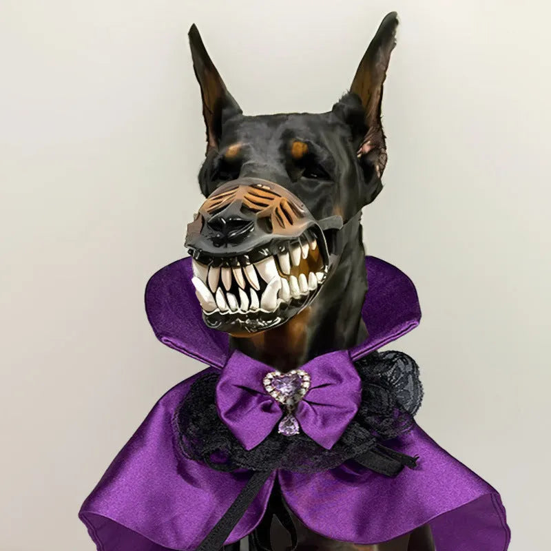 Halloween dog mask pet costume in polyester, available in 30cm, 32cm, and 36cm sizes for cats and puppies.