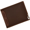 Men's black PU leather short wallet showing iron-edge card-picking design