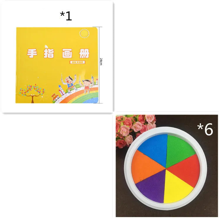 Kindergarten finger print mud set with 16cm inkpad, non-toxic washable pigment and picture albums