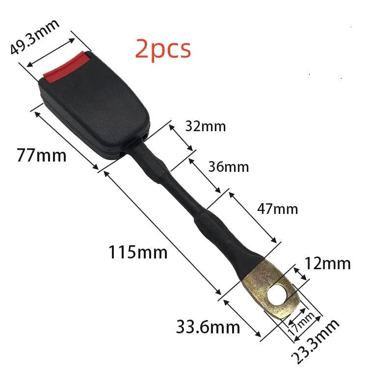 Black steel wire car seat belt safety buckle measuring 20cm length for 21cm vehicle sockets