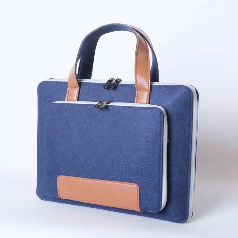Felt laptop bag for 14-inch laptop, handheld, multicolor with zip closure