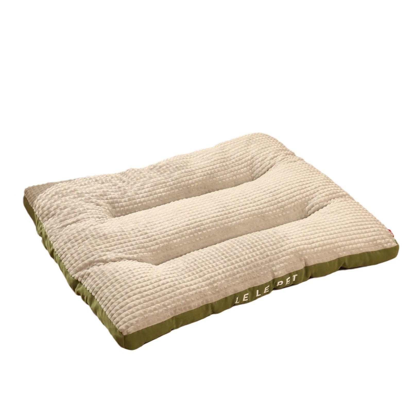 Warm dog bed with removable fleece blanket in coffee colour showing size options M XL XXL XXXL