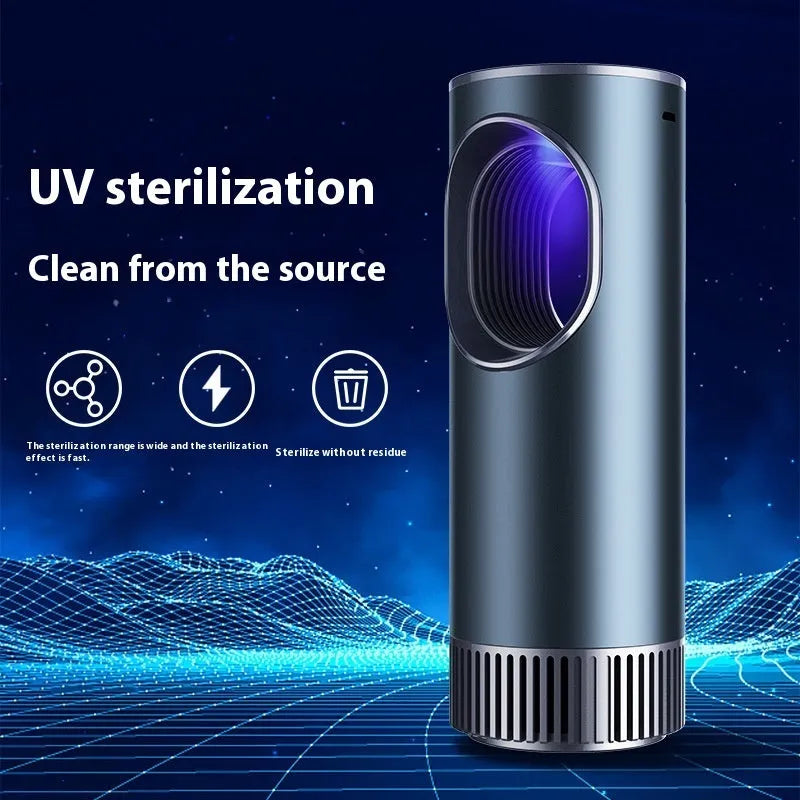 Black rectangular car air purifier with a USB cable, dimensions 68 by 187mm.