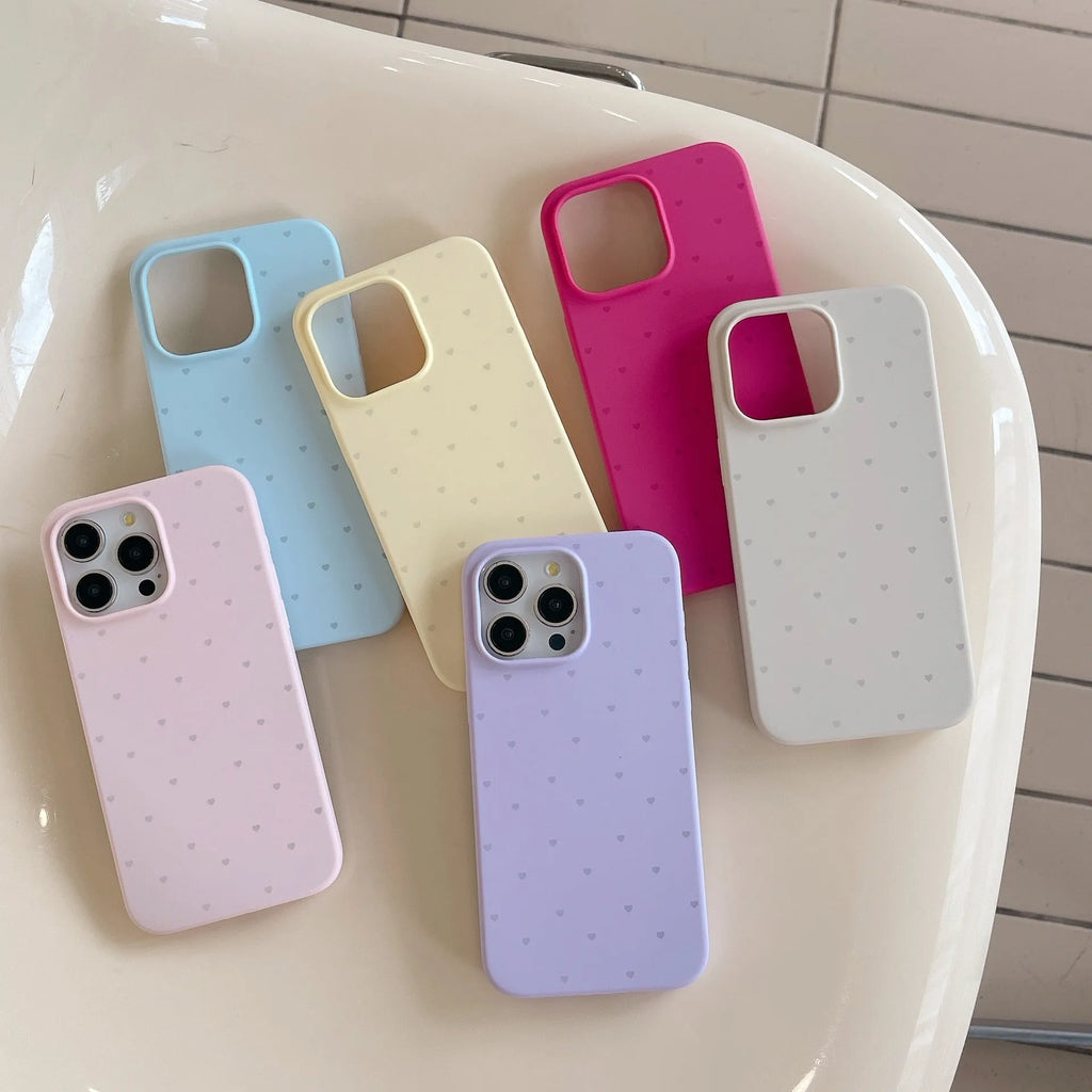 Love heart liquid silicone phone case in grass purple for iPhone, shockproof and fingerprint-proof