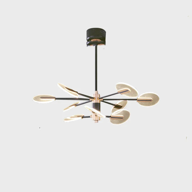 Nordic style iron LED chandelier with acrylic shades in multiple head configuration