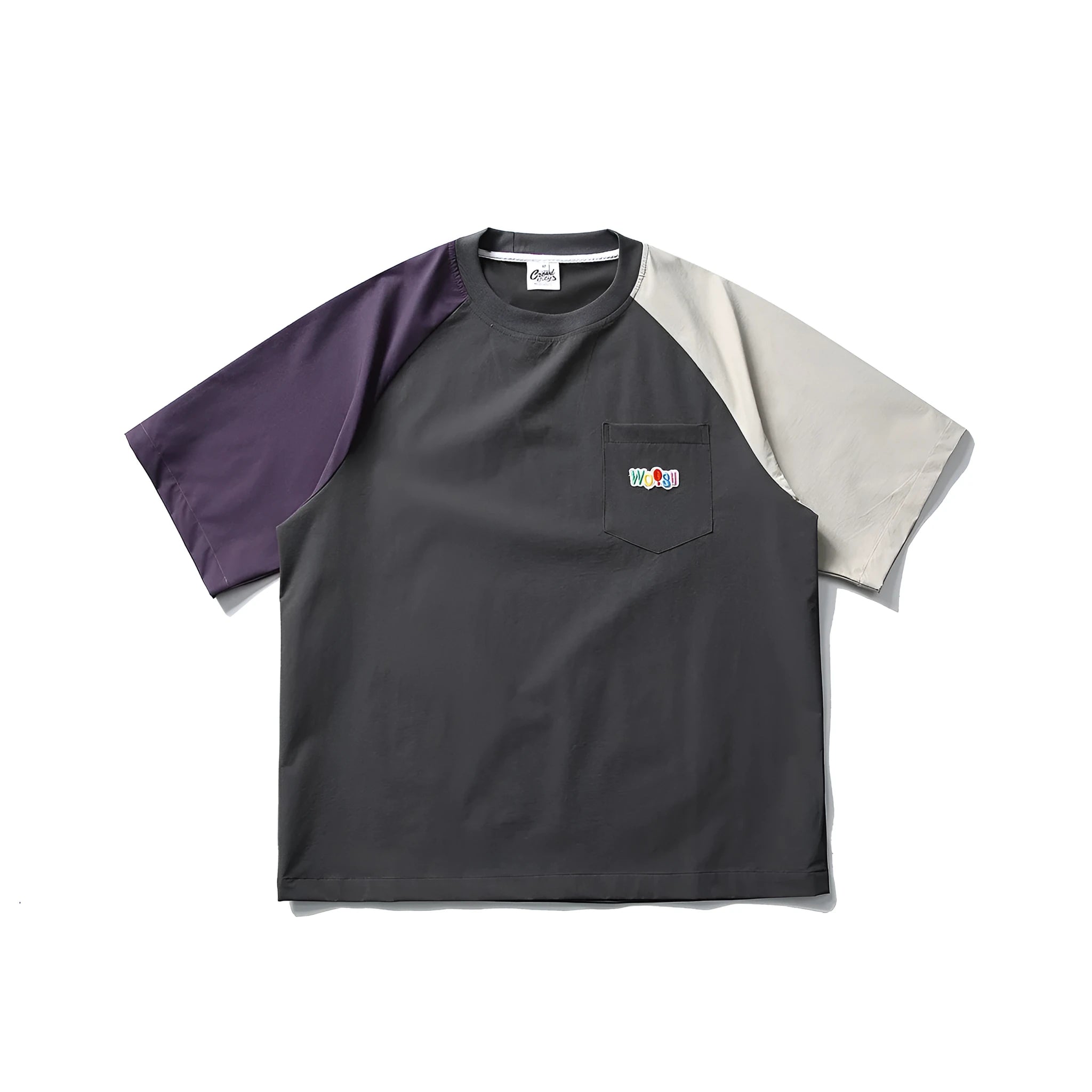 Dark grey quick-dry raglan sleeve t-shirt with contrast colour detailing