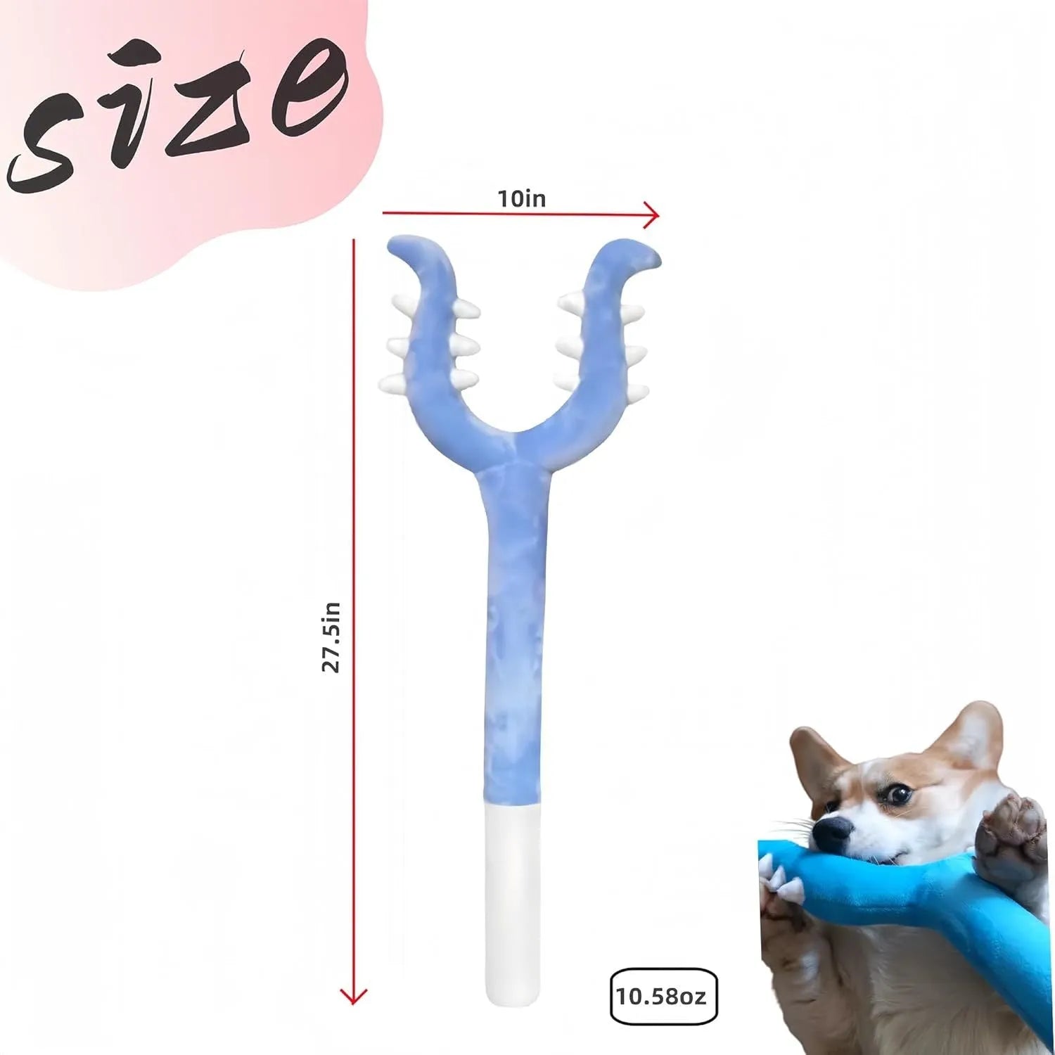 70cm blue plush cat wand toy with soft foam-filled head for interactive play
