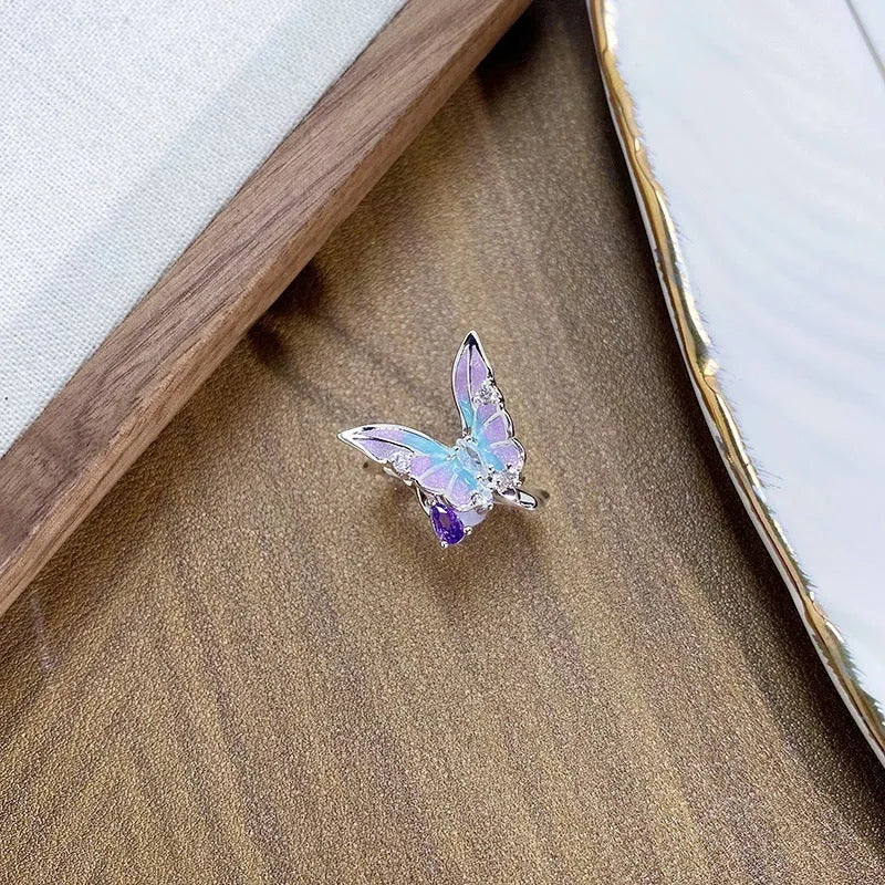 Copper insect ring with adjustable opening and drip-oil finish