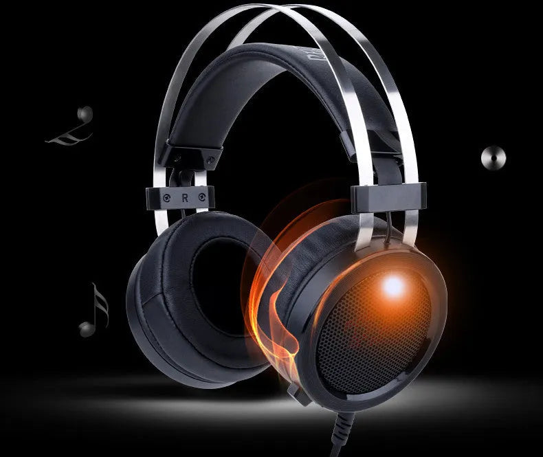 Black wired over-ear gaming headset with a long cable and 3.5mm audio jack
