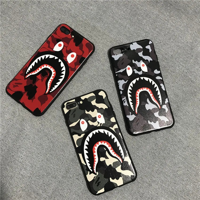 Frosted silicone phone case with all-edge coverage in shark mouth red colour for iPhone