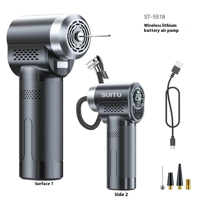 ST5518 wireless car tyre inflation pump with multiple nozzles and LED light