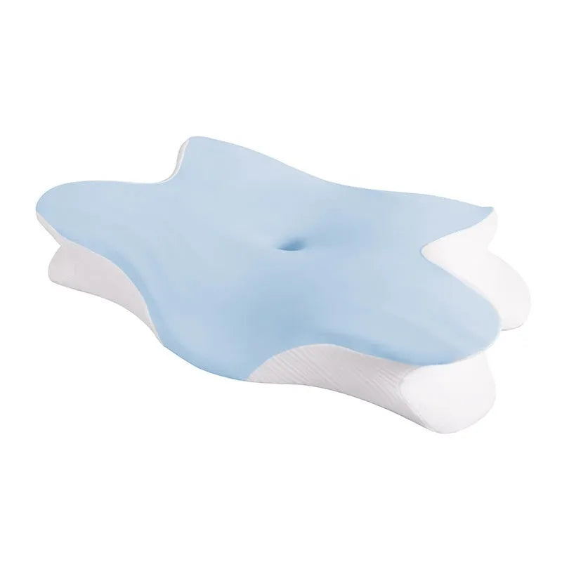 Slow rebound memory foam butterfly pillow in volcanic ash colour with dimpled cover, 62x42x11x13cm