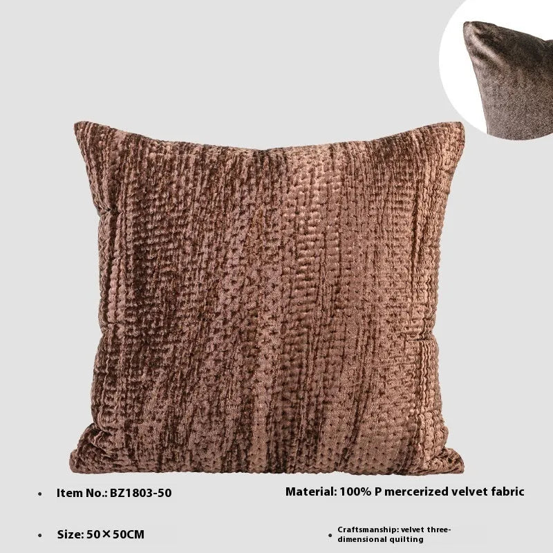 Antique style quilted cushion pillow in green, red, mocha, or orange, shown in square and waist sizes.