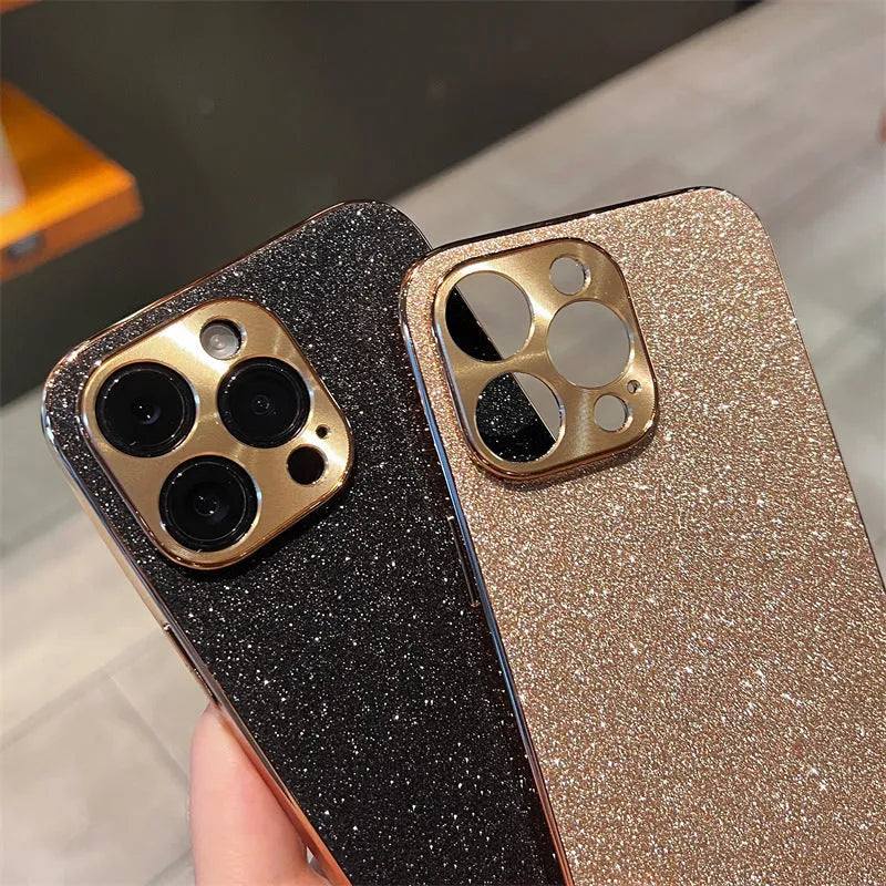 Electroplated star diamond glitter phone case with metal CD pattern for iPhone, violet colour