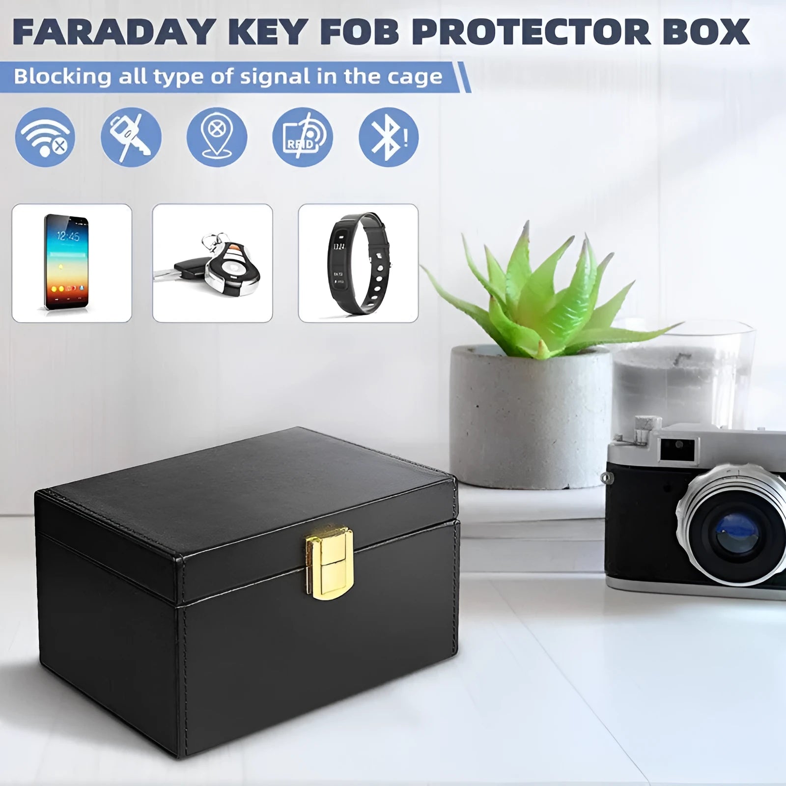 Carbon fibre anti-theft RFID shielding box and key case suit with nano shielding lining