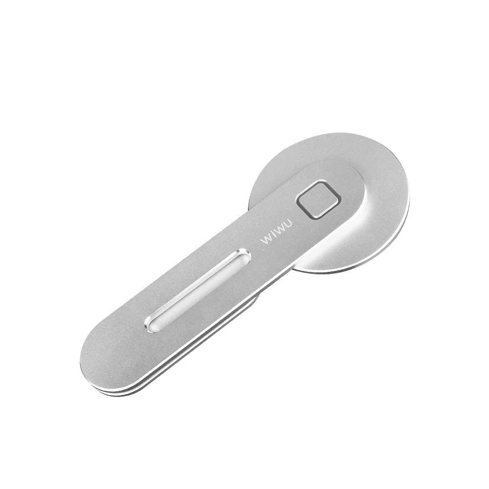 Silver magnetic aluminium alloy desktop phone bracket ZM306 on a desk