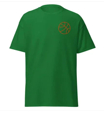 Men's short-sleeved polyester mesh T-shirt in maroon colour with a ball-style pattern.