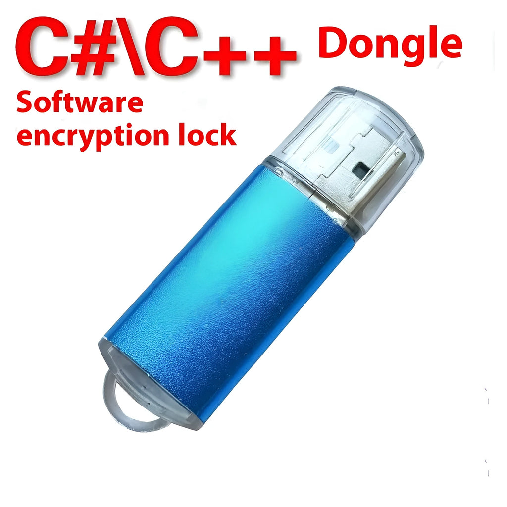 USB software encryption lock dongle with metal shell in multiple colour options showing USB connector