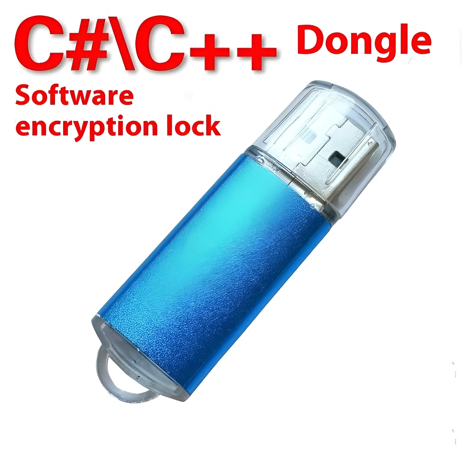USB software encryption lock dongle with metal shell in multiple colour options showing USB connector