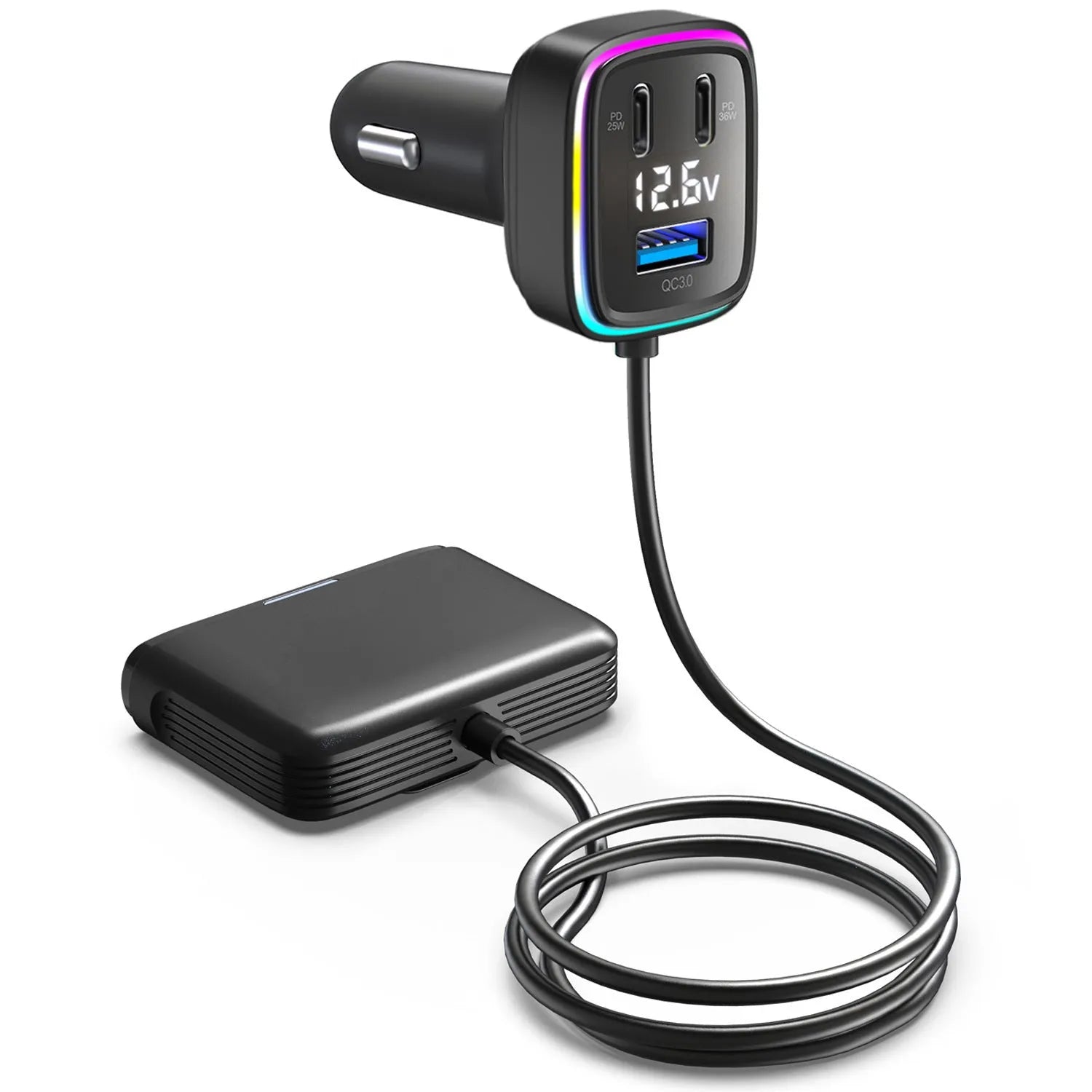 115W compact ABS PC car charger for vehicle 12-24V fast charging