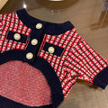 Red wool dog sweater with cute print for winter, available in sizes S to XXL