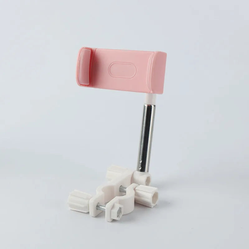 Black car rearview mirror phone holder showing 360-degree rotation joint and foam-padded phone cradle
