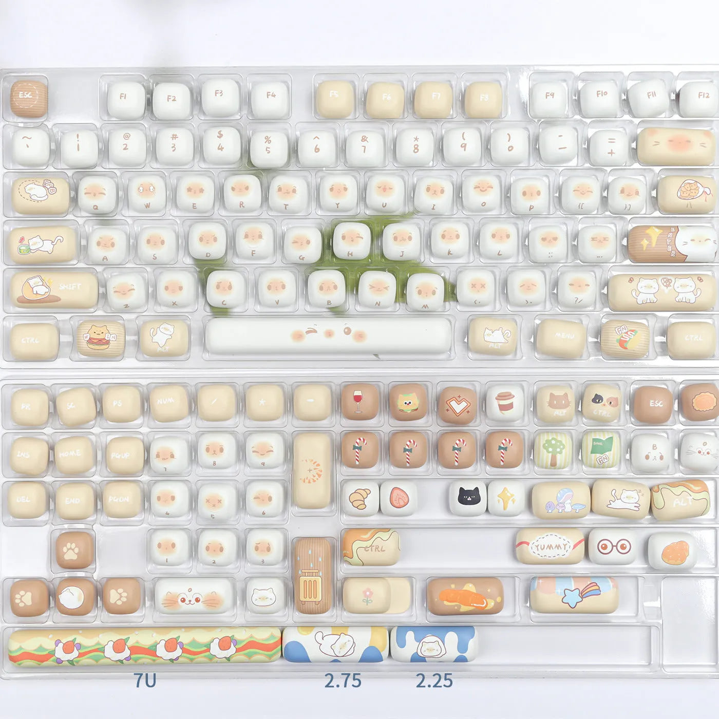Steamed Bread Bags Cat themed full PBT keycap set for keyboards, shown in Full Set March Past Supplement colours.