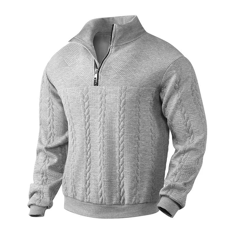 Men's jacquard long-sleeved pullover sweater, loose fit, available in five colours and sizes S to XXXL