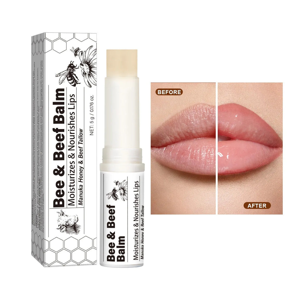 Organic grass-fed butter lip balm in 83mm tall tube with 5g content