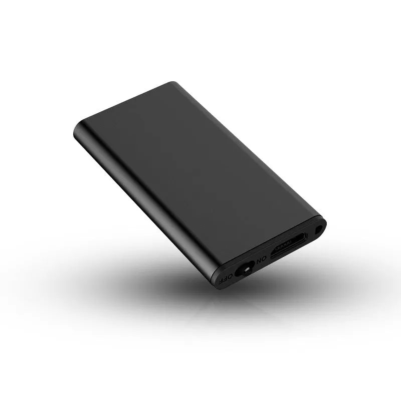 Aluminium alloy encrypted recording pen with micro interface, showing compact 23x43x5mm dimensions