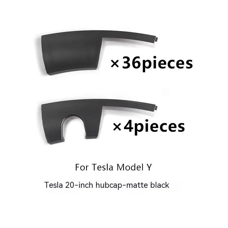 Tesla Model Y wheel hub cover set in four colour options protecting sectional wheel steel rings