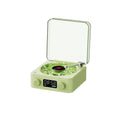 Retro Bluetooth speaker with rotating transparent turntable and RGB lighting projection