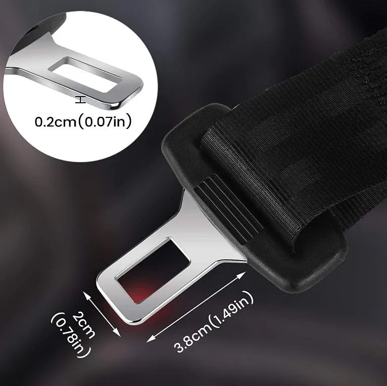 Black 36cm car seat belt extender for children and pregnant women with 21mm belt insert compatibility