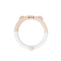 Plush rabbit fur car steering wheel cover with embroidered animal design, shown fitted on a 38cm wheel.