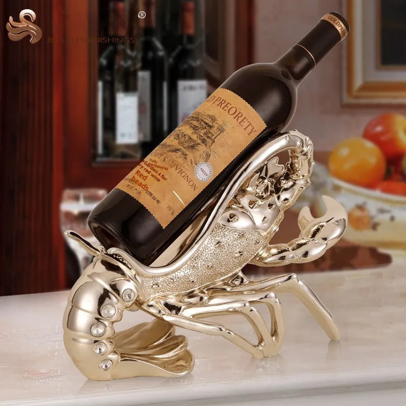 Lobster shaped wine rack ornament in rose gold or silver resin decorative piece
