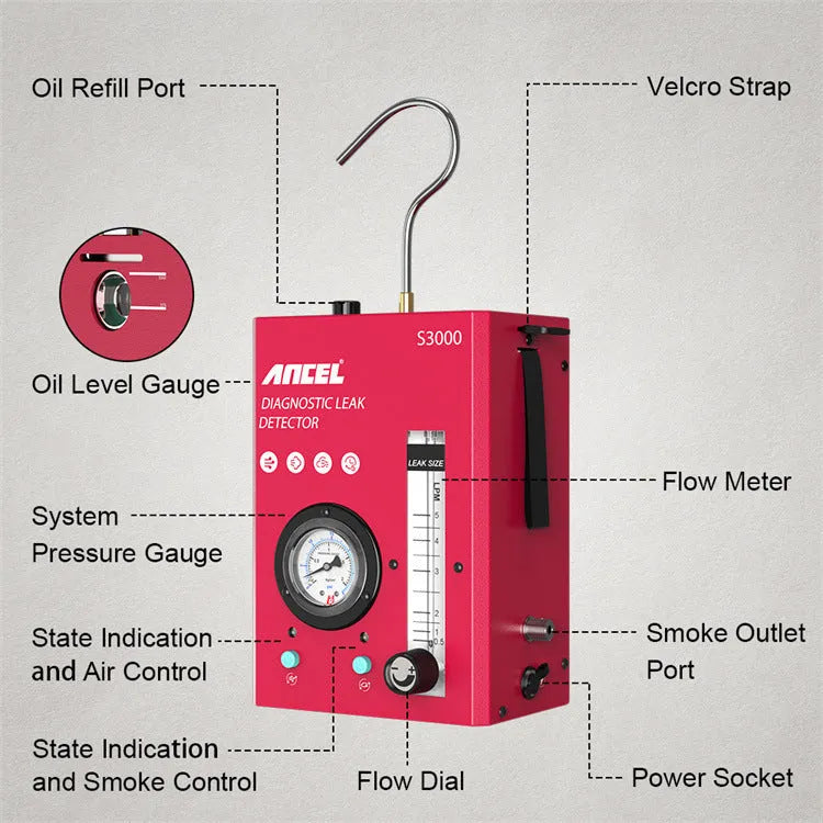 S3000 automotive smoke detector vacuum leak tool for car diagnostic testing