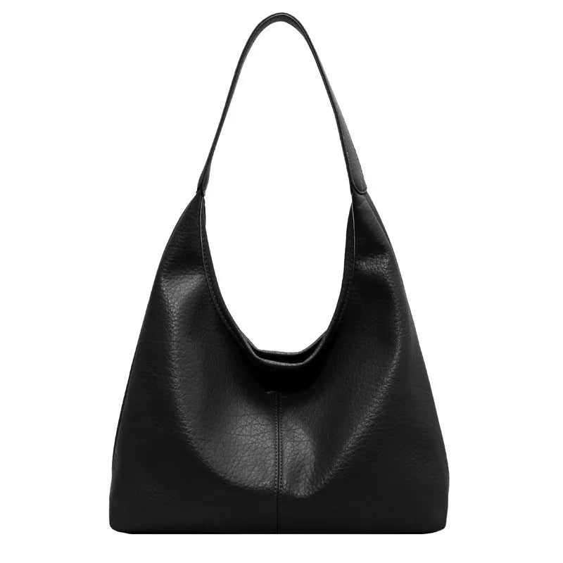 Two women's underarm shoulder bags in beige and brown, with small wallet, soft PU leather, horizontal square shape
